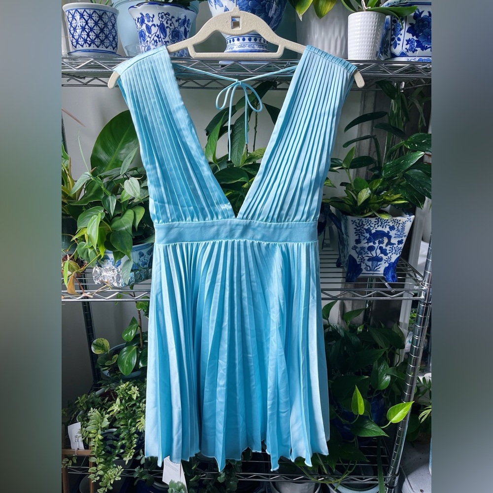 Abercrombie & Fitch Plunge Pleated Mini Dress